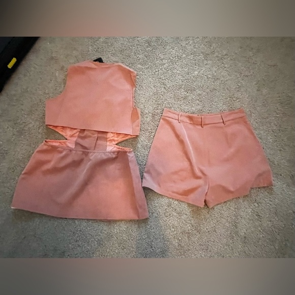 Boohoo Linen Open Back Longline Waistcoat & Short Set Size 10 - Picture 5 of 6